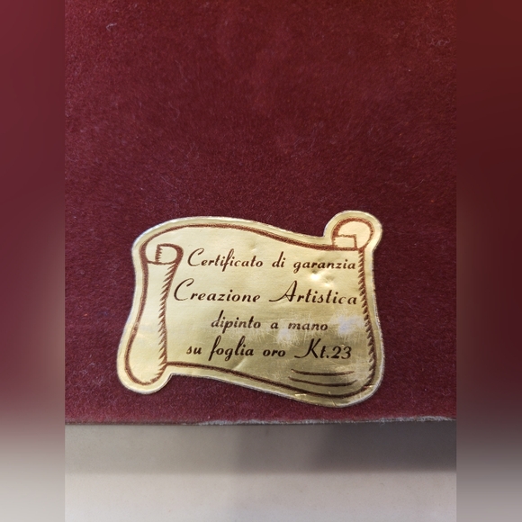 Vintage Italian Picture of a Bridge, Stream &Nature on hand-painted on gold leaf - Picture 8 of 10